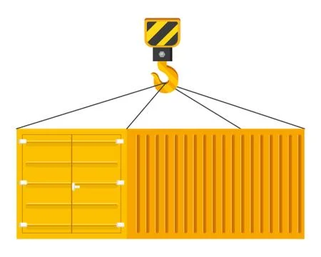 Cargo container hanging on a crane hook Stockillustratie