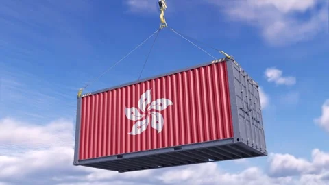 Cargo container  Hong Kong. 3D render. Time-lapse. Stock Footage 286340084