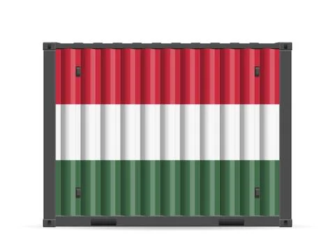 Cargo container Hungary flag Stock Illustration