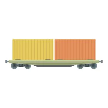 Cargo container icon cartoon vector. Train wagon Stock Illustration