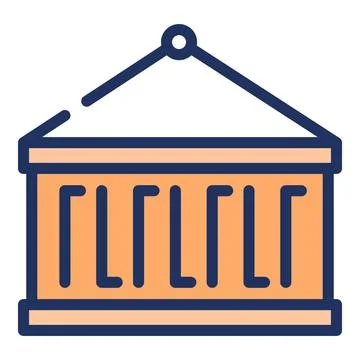 Cargo container icon, outline style Stock Illustration