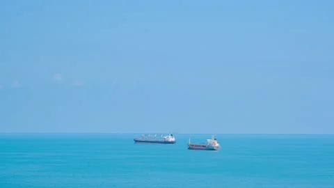 Cargo container industrial ships anchored waiting for entering Batumi port 스톡 동영상 201727354