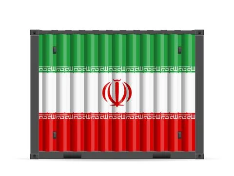 Cargo container Iran flag Illustrazione stock
