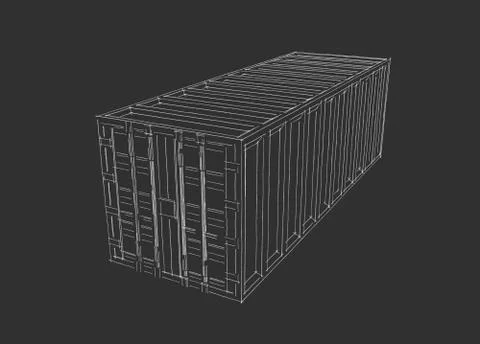 Cargo container. Isolated on grey background. Sketch illustration. Stock Illustration