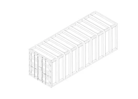 Cargo container. Isolated on white background. Sketch illustration. Stock Illustration