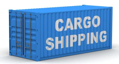 Cargo container labeled with the word CARGO SHIPPING Illustration