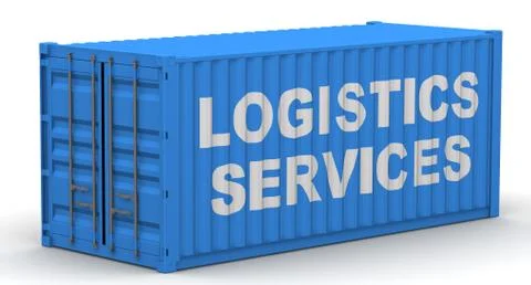 Cargo container labeled with the word LOGISTICS SERVICES 스톡 일러스트