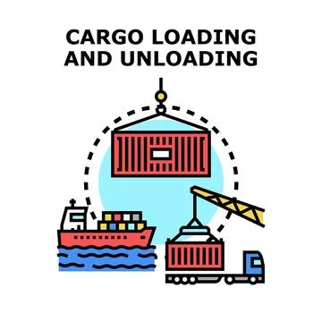 Cargo container loading and unloading global logistics system Stock Illustration