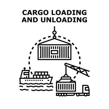 Cargo container loading and unloading global logistics system Stock Illustration