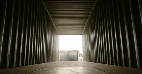 Cargo container loading inside view Stock Footage 57198790