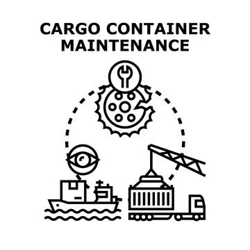 Cargo container logistics maintenance and repair planning Stock Illustration
