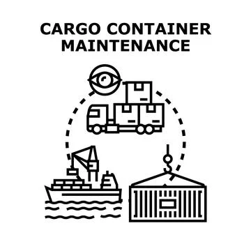 Cargo container maintenance and global logistics concept Stockillustratie