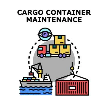 Cargo container maintenance and global logistics concept Stock Illustration