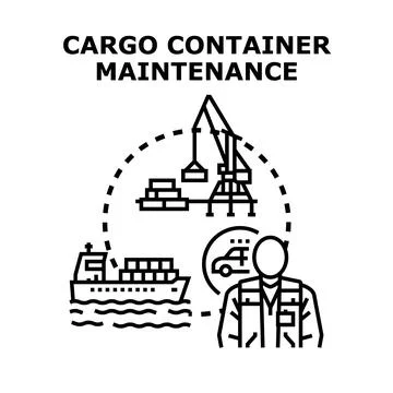Cargo container maintenance process with port logistics worker Stock Illustration