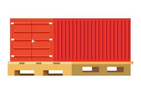 Cargo container over pallets Stockillustratie
