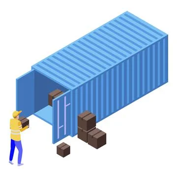 Cargo container parcel icon, isometric style Stock Illustration