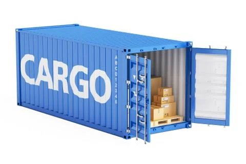 Cargo container with parcels, 3D rendering イラスト素材