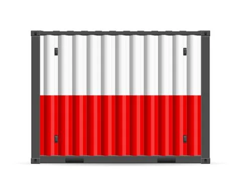 Cargo container Poland flag Stock Illustration