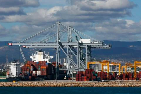 Cargo container at port Stock Photos