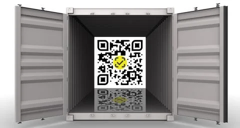 Cargo container with a QR code Stock Illustration