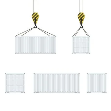 Cargo container set with back front and side view. Freight shipping container 库存插图