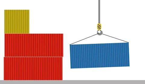 Cargo container set isolated on white background. Stock Illustration