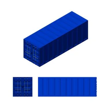 Cargo container set. Vector illustration. Isometric view. Stock Illustration