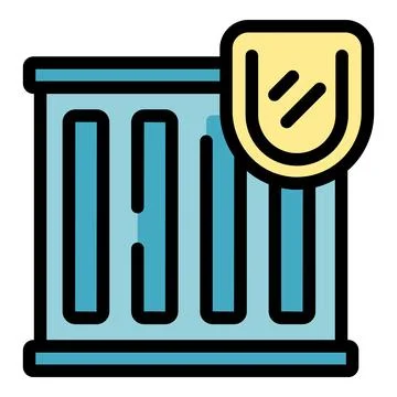 Cargo container with shield showing secure shipping and delivery Stock Illustration