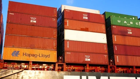 Cargo container ship 4k intro video for business Stock Footage 95008599