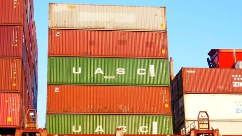 Cargo container ship 4k intro video for business Stock Footage 95008786