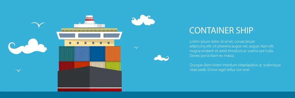 Cargo Container Ship Banner 스톡 일러스트
