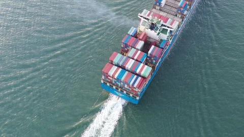 Cargo container ship Cosco Oceania en route to Vung Tau Stock Footage 129346546