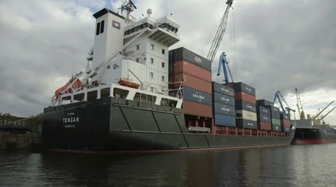 Cargo container ship Stock Footage 36377052