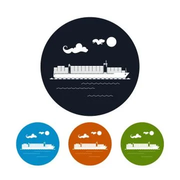 Cargo container ship icon, vector illustration 스톡 일러스트