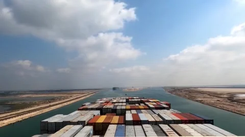 Cargo Container Ship Passing Strait of Hormuz Timelapse 4K Stock Footage 332481640