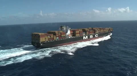 Cargo, container ship at sea Stock Footage 20541654