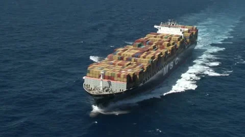 Cargo, container ship at sea Stock Footage 20541711
