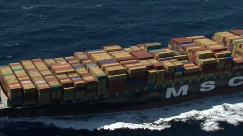 Cargo, container ship at sea Stock Footage 27794415