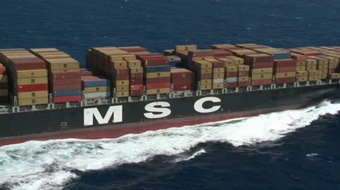 Cargo, container ship at sea Stock Footage 27795289