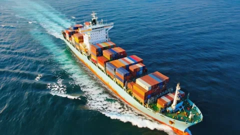 Cargo Container Ship at Sea Stock Footage 317361156