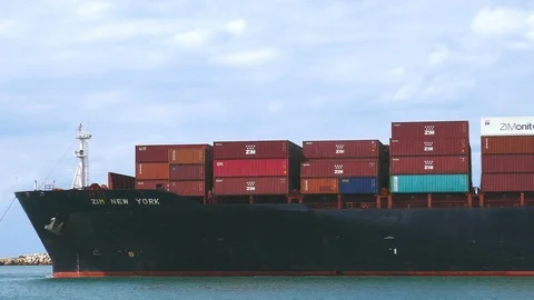 Cargo container ship side 4K Stock Footage 105467348