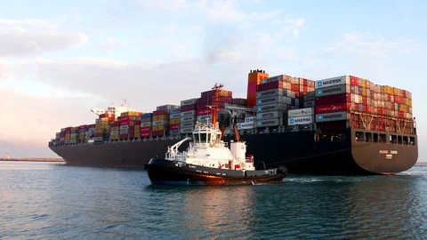 Cargo container ship spin at port time lapse 4k intro video for business Stock Footage 103406786