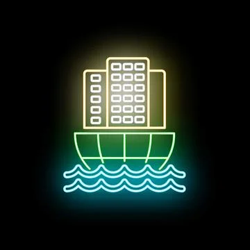 Cargo container ship transporting goods with neon light effect Stock Illustration