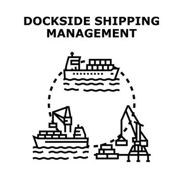 Cargo container shipping and dockside management concept 스톡 일러스트