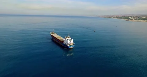 Cargo container shipping ship in Mediterranean Sea | Lebanon Stock Footage 136023849