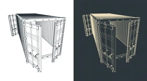 Cargo container sketches Illustrazione stock