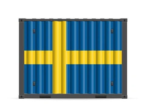 Cargo container Sweden flag Stock Illustration