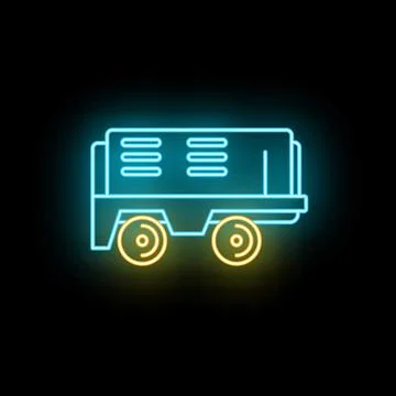 Cargo container trailer neon glowing outline icon 스톡 일러스트