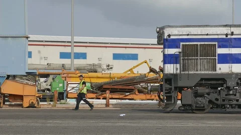 Cargo container train Stock Footage 108535820