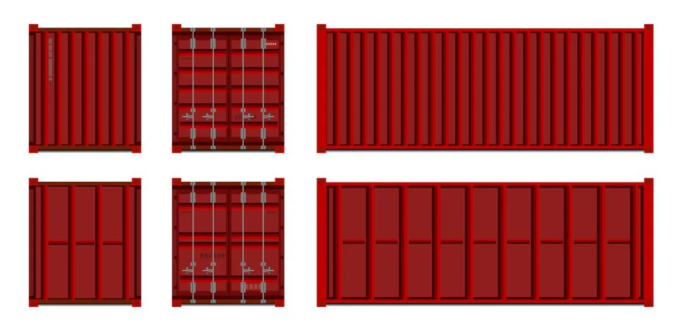 Cargo Container. Vector. Set. Logistics delivery container. Isolated object. Stock Illustration